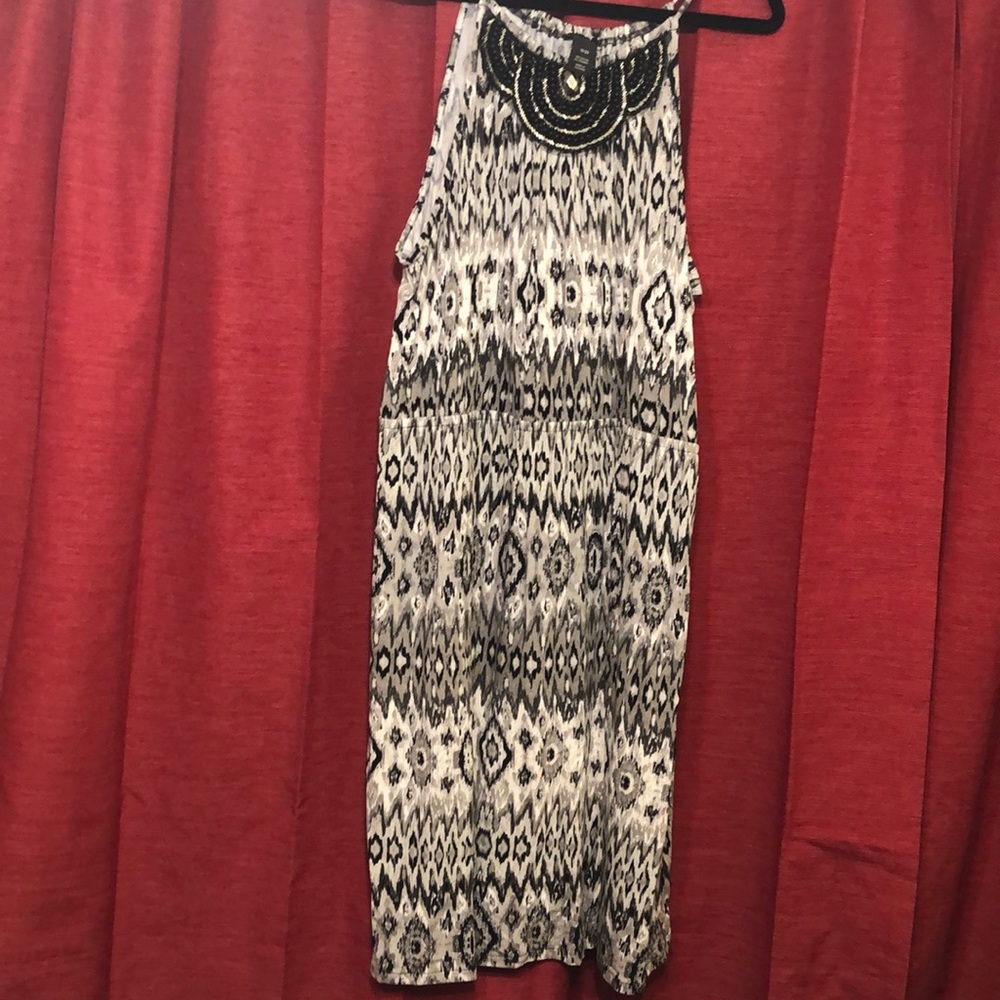 Boho black and gray dress